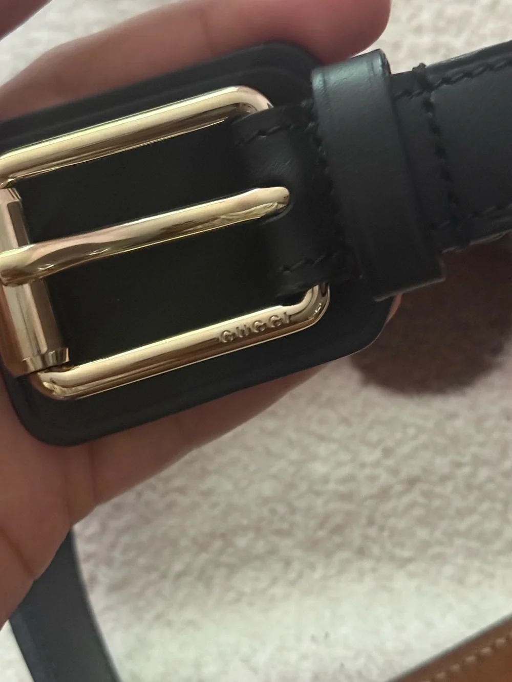 Authentic Gucci Black and Brown Leather Horsebit Belt with Gold Hardware